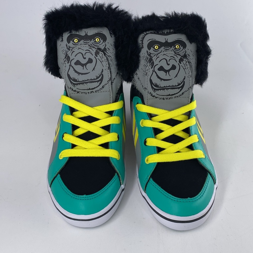 Feiyue Delta Mid Animal (Gorilla) Grey/Yellow/Green Youth Kids Sz 3 NIB - Picture 2 of 10